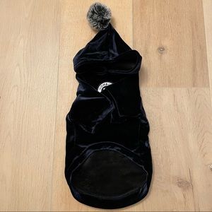 NWOT Navy Velvet Hoodie with Pom Pom